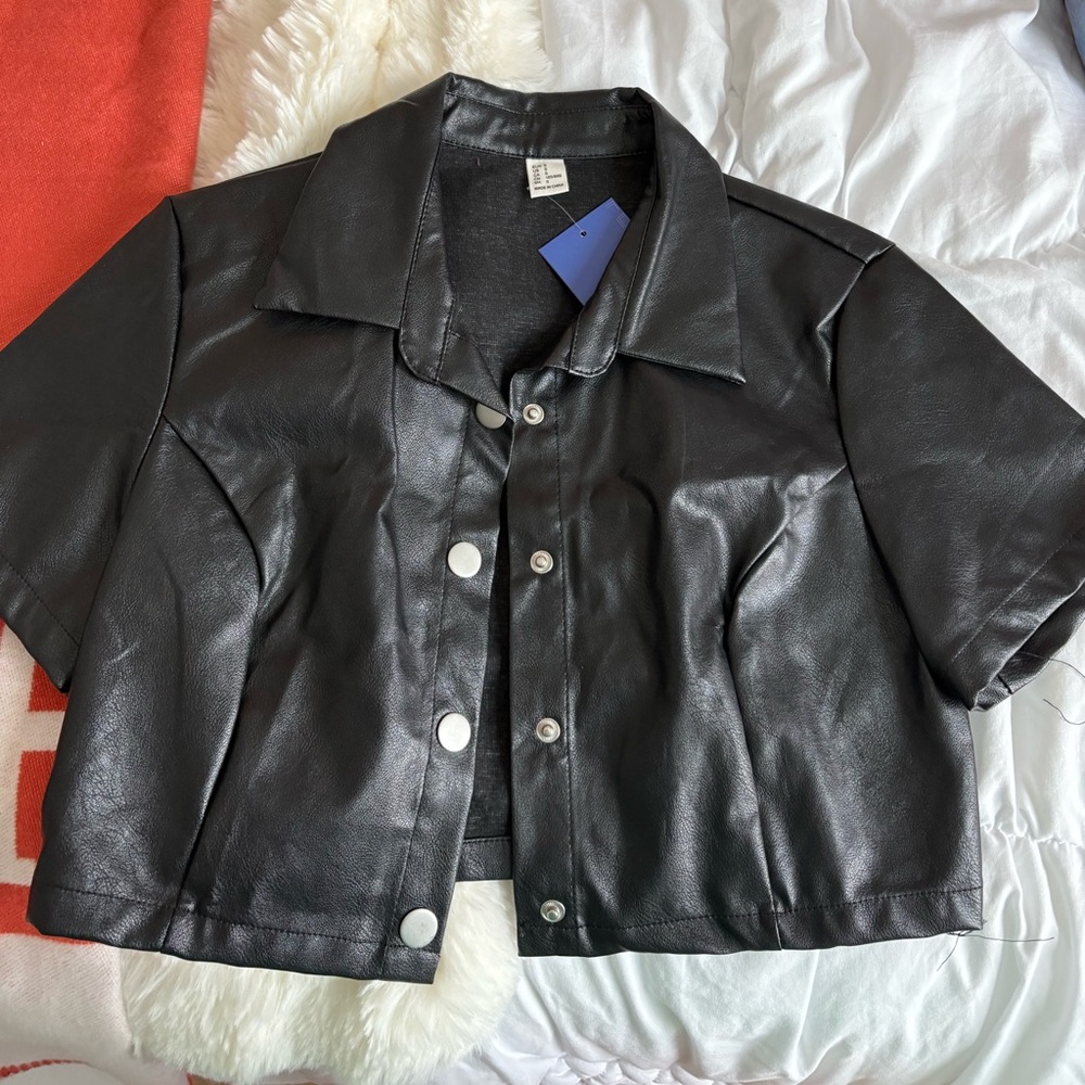 Black Faux Leather Women's Jacket